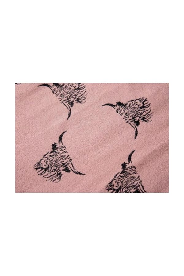 Purple Possum® Foulard réversible en cachemire pour femme Motif vache des Highlands Rose/noir, Rose, vieux rose, noir, rose c