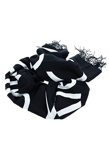 Calvin Klein Fringes Scarf 65X195 Bonnet À Patch INSTITUTIONNEL, CK Black, OS Femme