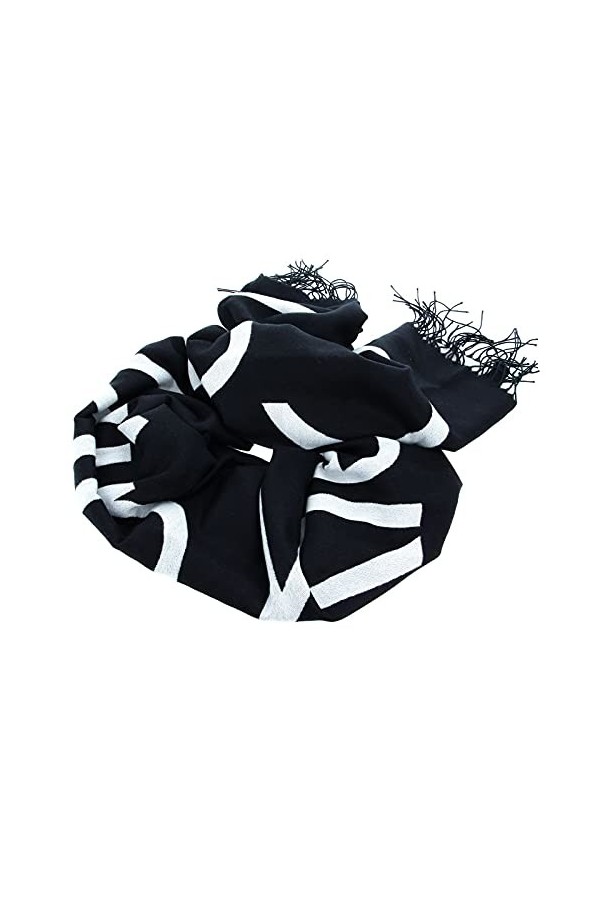 Calvin Klein Fringes Scarf 65X195 Bonnet À Patch INSTITUTIONNEL, CK Black, OS Femme
