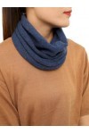prettystern Echarpe à boucles 100% laine de cachemire tricoté léger pour Femme Foulard tubulaire bleu