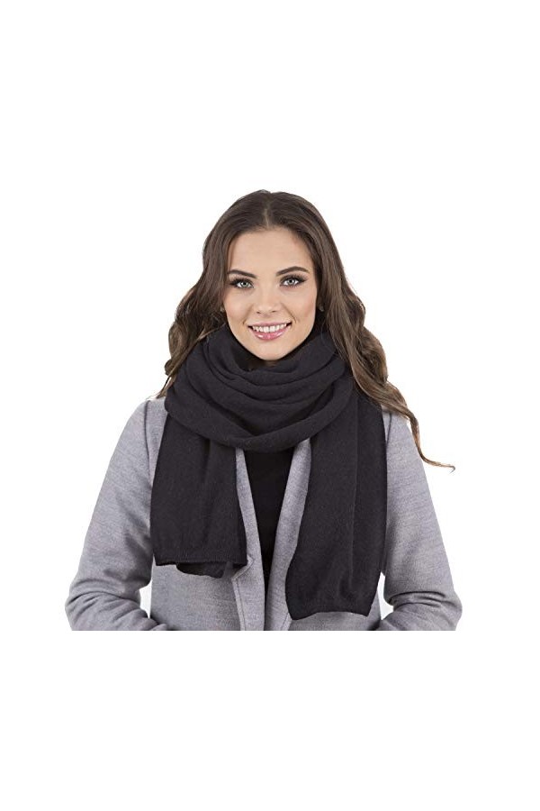 VIVISENCE Femme Echarpe Classique Et Élégant 7101, Fabriqué En UE, Noir,UNI