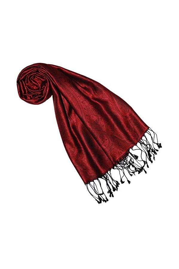 Lorenzo Cana Écharpe pashmin pour femme - 100 % soie - Motif cachemire - Rouge - 7861033, rouge/noir, Taille Unique