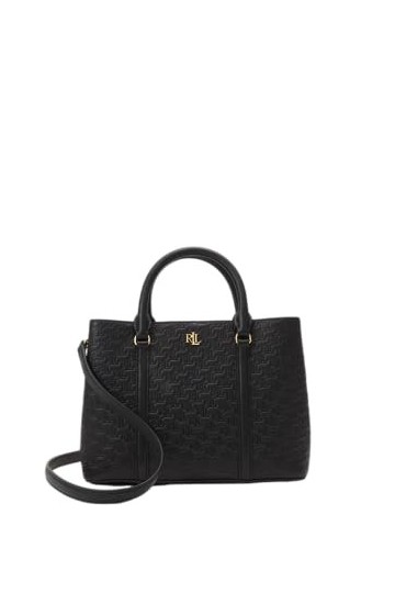 Ralph Lauren Marcy Medium Tote Bag Sac à main Sac bandoulière Monogramme Noir, Noir