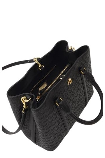 Ralph Lauren Marcy Medium Tote Bag Sac à main Sac bandoulière Monogramme Noir, Noir