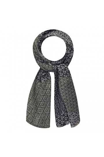 LES Poulettes - Echarpe 100% Laine Feuillages Bleu Navy et Vert