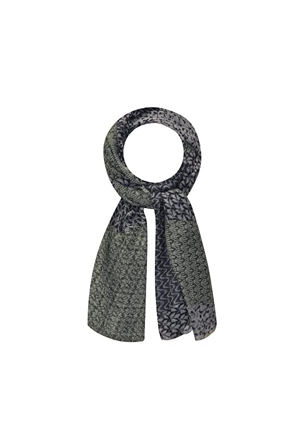 LES Poulettes - Echarpe 100% Laine Feuillages Bleu Navy et Vert