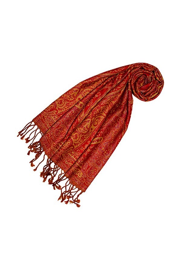 LORENZO CANA Echarpe de 100% laine pour la femme – foulard paisley fleuri - 35 cm x 160 cm - attrayant et souple – en rouge o