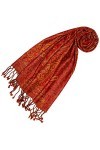 LORENZO CANA Echarpe de 100% laine pour la femme – foulard paisley fleuri - 35 cm x 160 cm - attrayant et souple – en rouge o