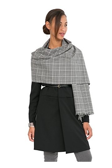 Écharpe à carreaux en laine de mérinos tissée à la main 50 x 175