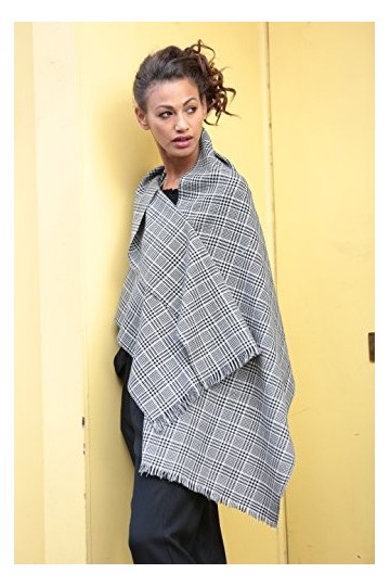 Écharpe à carreaux en laine de mérinos tissée à la main 50 x 175