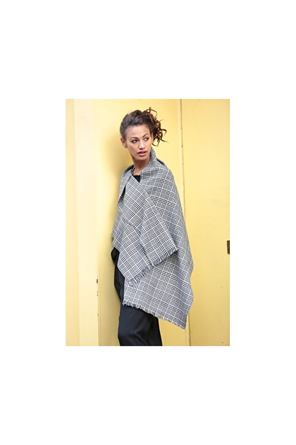 Écharpe à carreaux en laine de mérinos tissée à la main 50 x 175