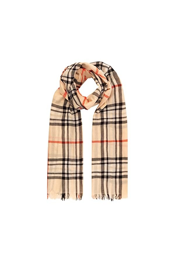 ApartFashion Écharpe à Carreaux, Beige, Taille Unique Femme