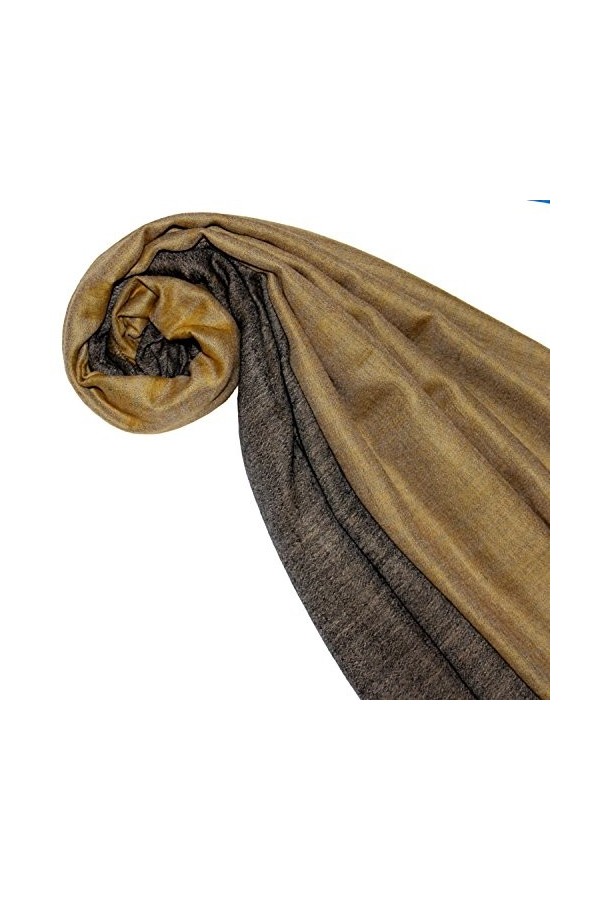 LORENZO CANA Echarpe de 100% Cachemire pour la femme – 70 x 200 cm, bicolore, double face - souple et noble – en gris ocre do