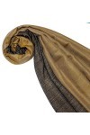 LORENZO CANA Echarpe de 100% Cachemire pour la femme – 70 x 200 cm, bicolore, double face - souple et noble – en gris ocre do
