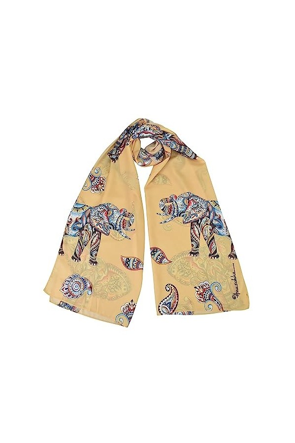 Anuschka - Écharpe en mousseline imprimée pour femmes - Elephant Mandala
