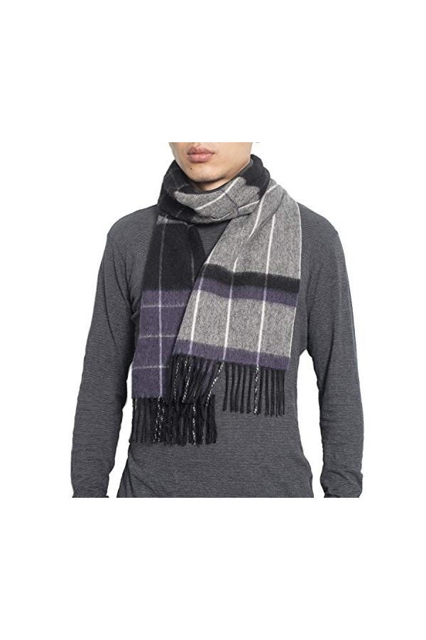 REALITY&FANTASY Couverture en cachemire et 100% laine dagneau douce plaid tartan écharpe dhiver pour homme et femme.