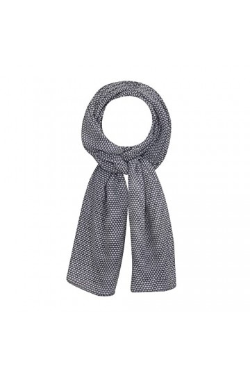 LES Poulettes - Echarpe 100% Laine Beige Vagues Bleu Navy