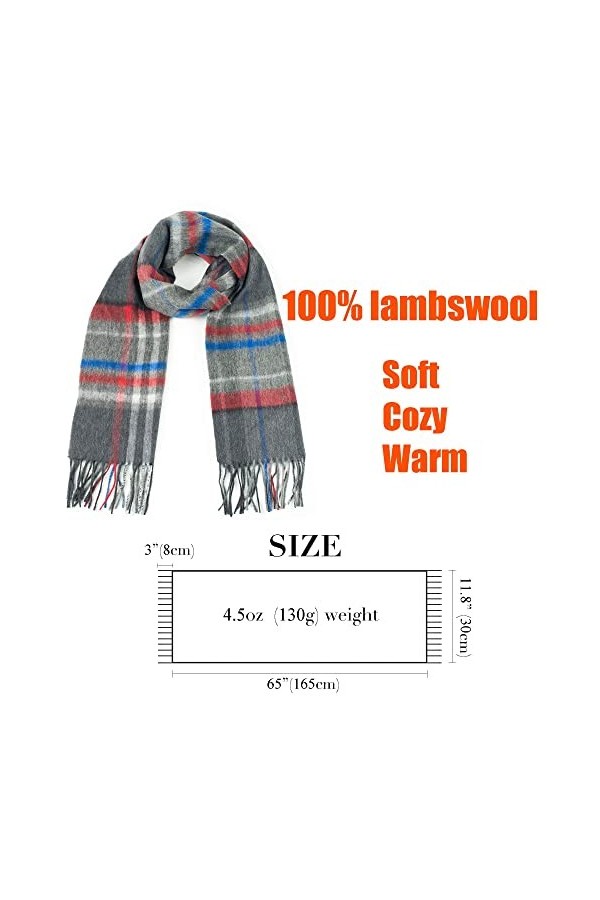 REALITY&FANTASY Couverture en cachemire et 100% laine dagneau douce plaid tartan écharpe dhiver pour homme et femme.