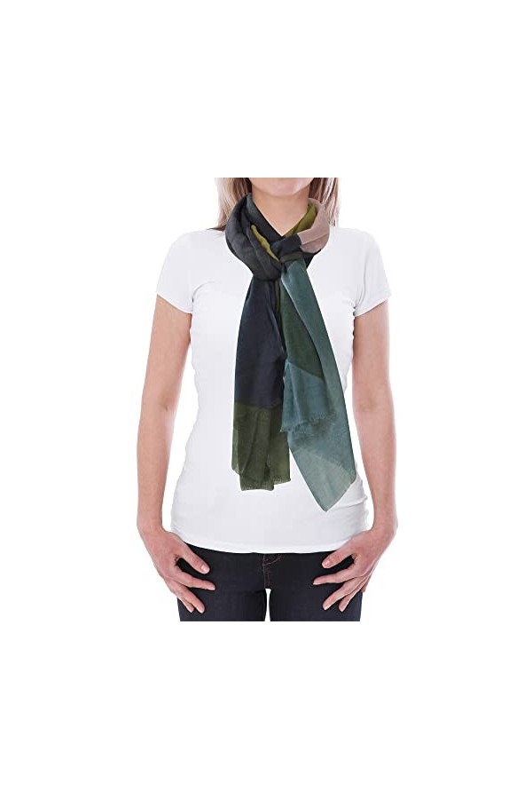 LES Poulettes - Echarpe 100% Laine Vert Rose Bleu