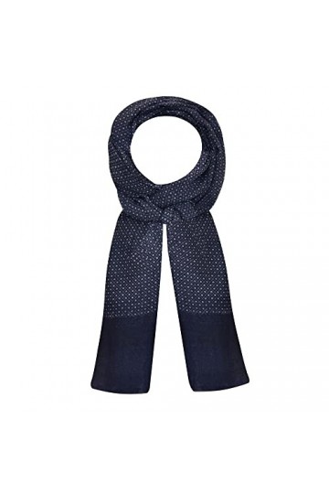 LES Poulettes - Echarpe 100% Laine Bleu Navy Petits Carrés Gris