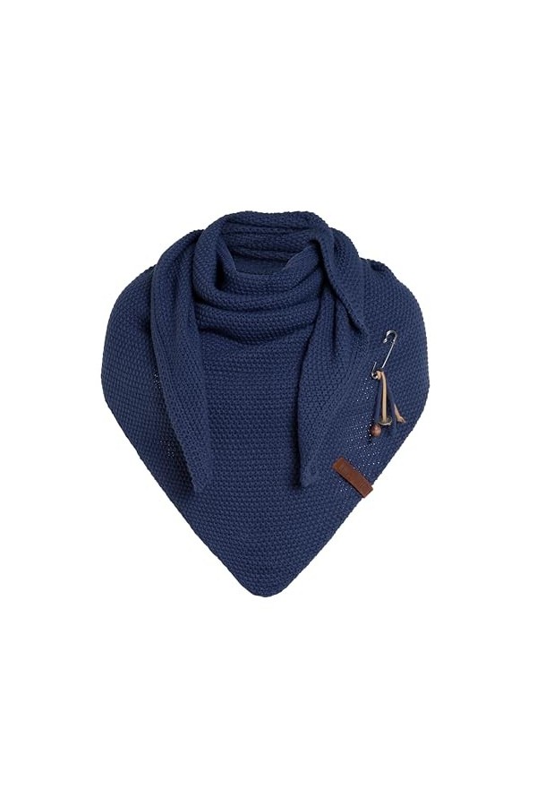 Knit Factory Coco Châle Tricoté - Foulard Triangle - Écharpe Femme - Capri - 190x85 cm - Y compris la broche décorative