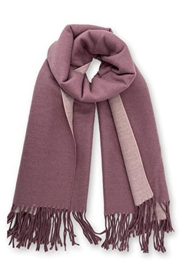 CLELLA Écharpe en cachemire pour femme double face coton avec pompons doux grand foulard réutilisable, Violet, L