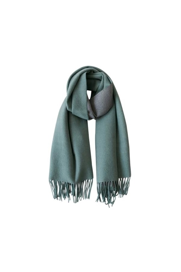 CLELLA Écharpe en cachemire pour femme double face coton avec pompons doux grand foulard réutilisable, Violet, L