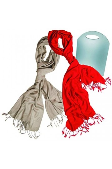 BEAT 2 Châles Unisexe 100% Cashwear Lisse Design Collection 70 x 180 cm +FR cm Rouge et Beige