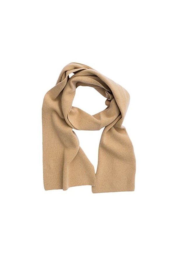 Foster-Natur, Écharpe en laine mérinos lisse pour homme et femme, camel, Taille Unique