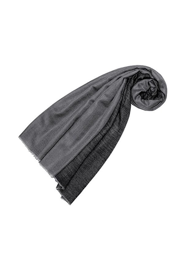 LORENZO CANA Echarpe de 100% Cachemire pour la femme – 70 x 200 cm bicolore, double face - souple et noble – en gris anthraci