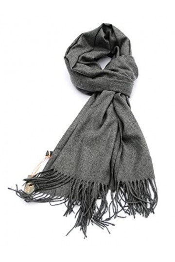 Écharpe grise simple et riche en cachemire pour homme et femme - Sac cadeau et épingle