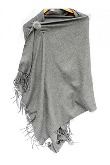 Écharpe grise simple et riche en cachemire pour homme et femme - Sac cadeau et épingle