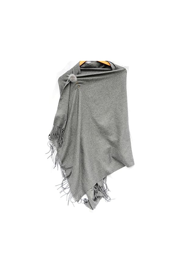 Écharpe grise simple et riche en cachemire pour homme et femme - Sac cadeau et épingle