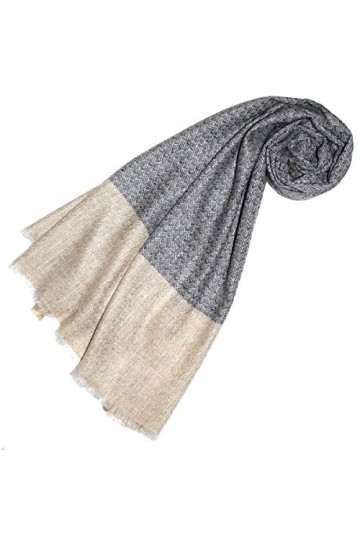 LORENZO CANA Echarpe de 100% Cachemire pour la femme – 70 x 200 cm, bicolore, naturel - souple et noble – une sensation de lu