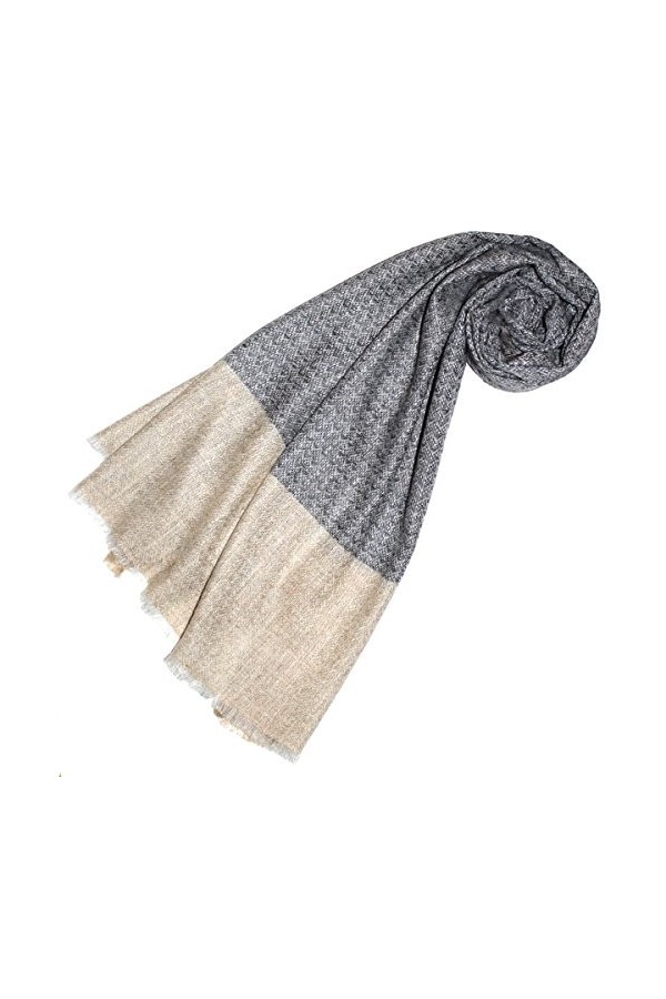 LORENZO CANA Echarpe de 100% Cachemire pour la femme – 70 x 200 cm, bicolore, naturel - souple et noble – une sensation de lu