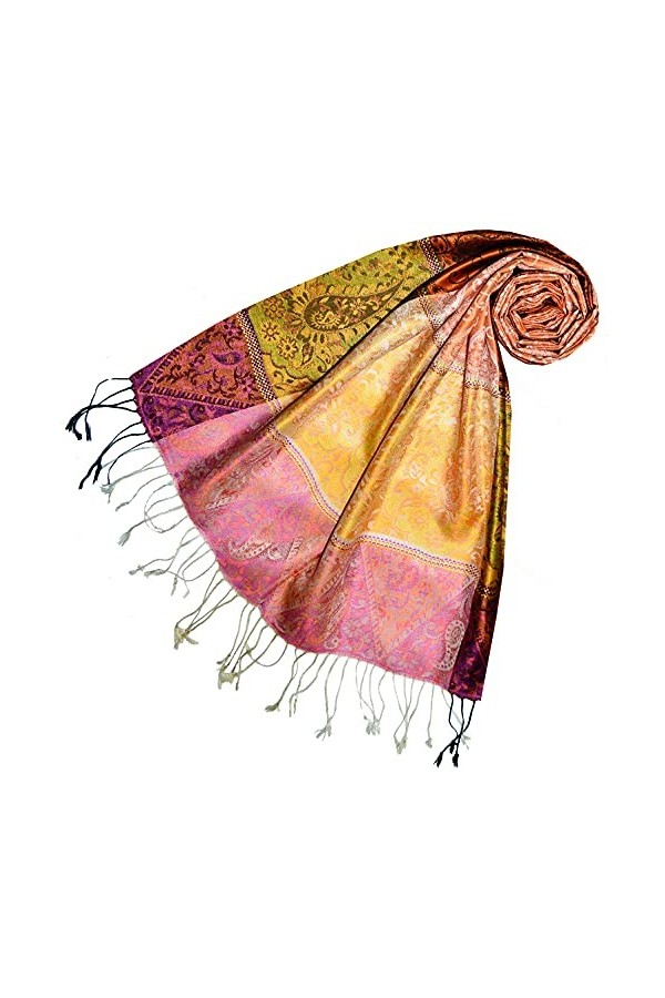 Lorenzo Cana Pashmina 78659 Foulard jacquard tissé pour femme en 100 % soie Motif cachemire