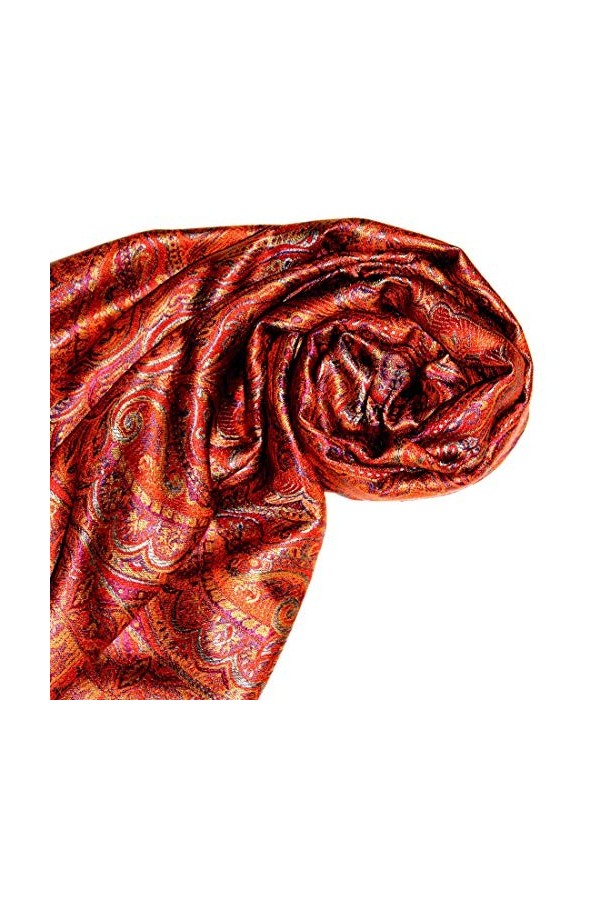 LORENZO CANA Écharpe Pashmina Jacquard tissé 100% soie Motif cachemire Multicolore 70 x 190 cm - Taille Unique