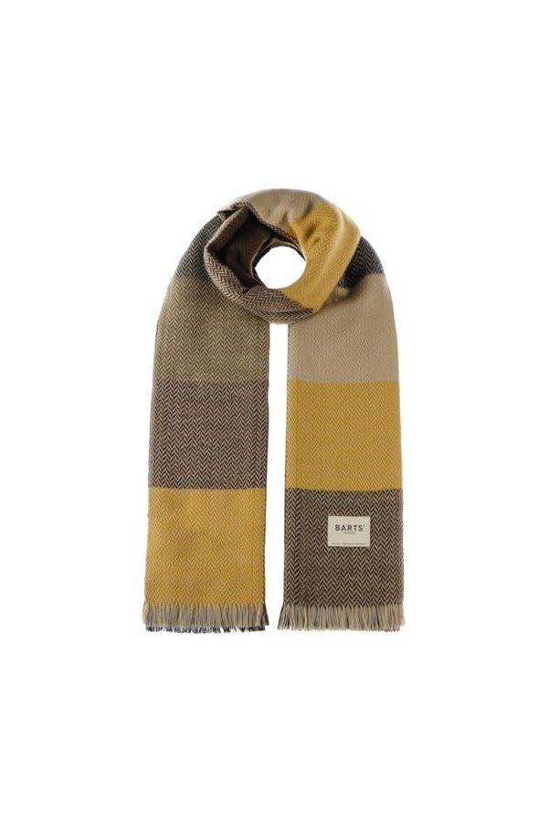 Barts Vaguer Écharpe à carreaux pour femme avec franges, marron, taille unique