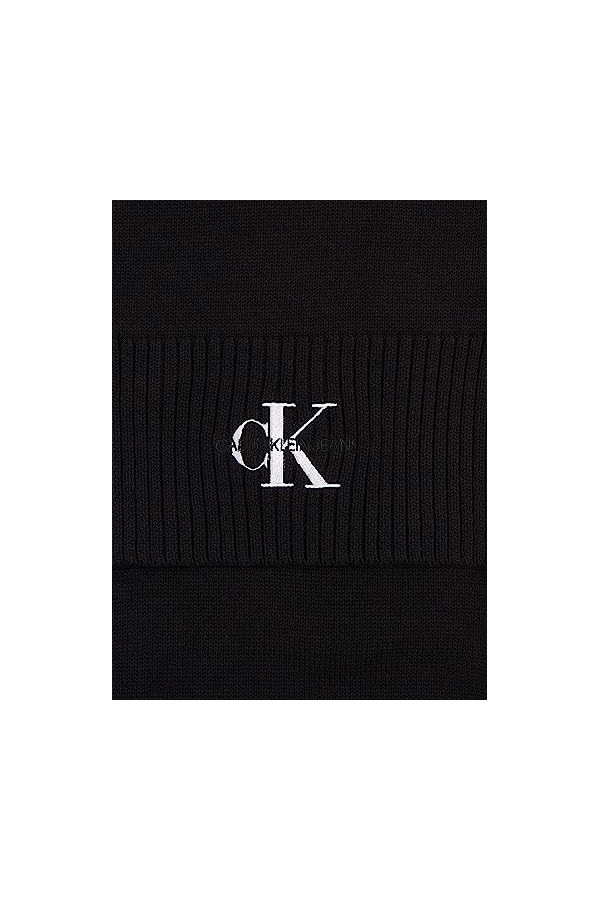 Calvin Klein Écharpe en Tricot Monologo Embro, Black, Taille Unique Femme