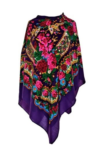 Écharpe pour femme 100 % laine, avec cachemire et fleurs étole de qualité supérieure – Très haute qualité 85 cm x 85 cm, Viol