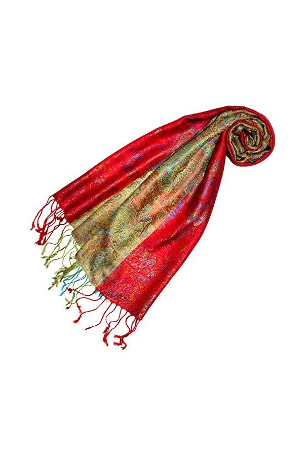 Lorenzo 78649 Cana Écharpe en soie pour femme 100 % soie tissée Motif cachemire élégant Multicolore