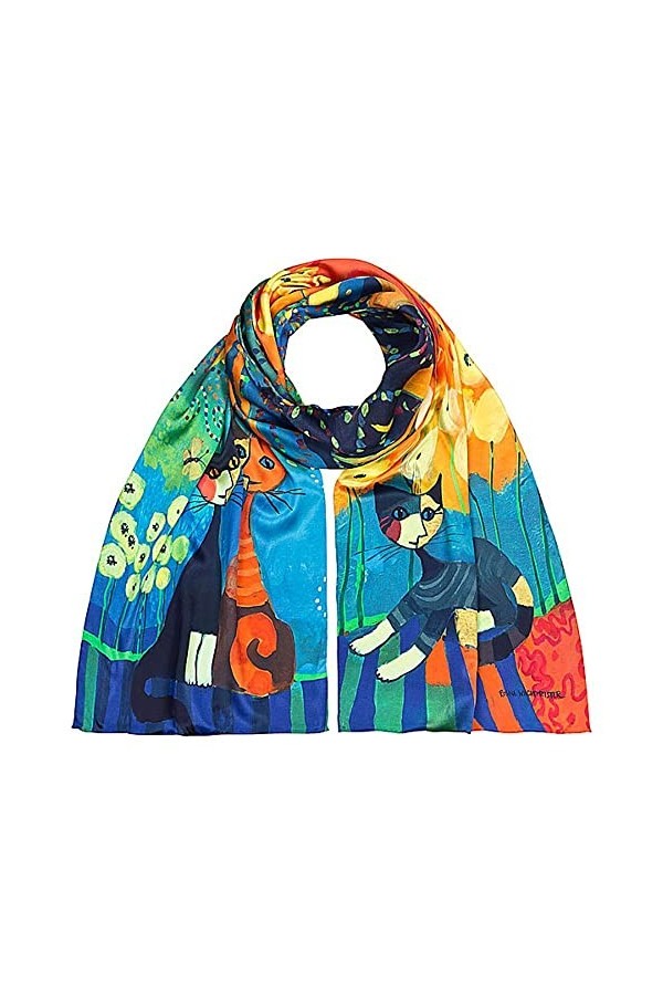 von Lilienfeld® Foulard Soie Rosina Wachtmeister Dolce Vita Femme Cache-Nez Écharpe Art Chat