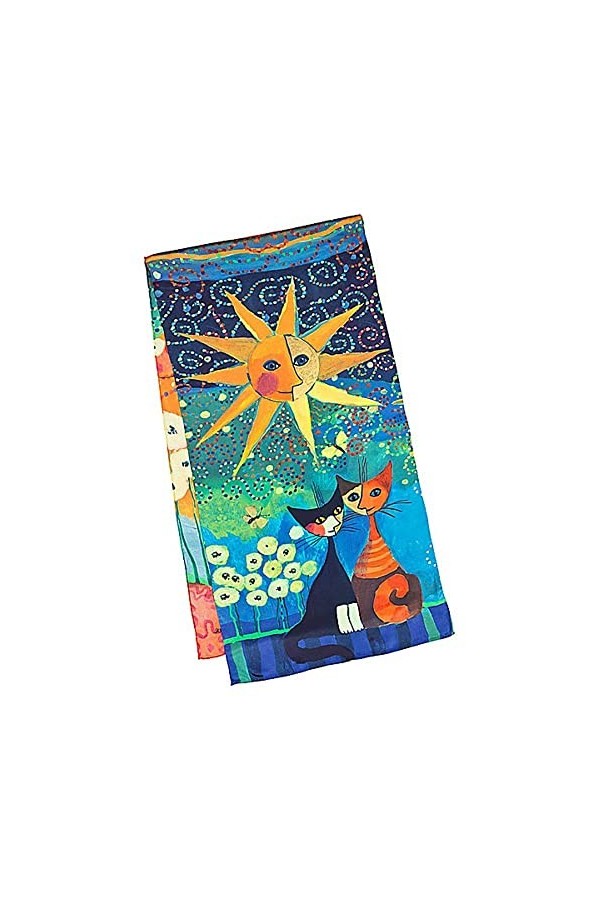 von Lilienfeld® Foulard Soie Rosina Wachtmeister Dolce Vita Femme Cache-Nez Écharpe Art Chat