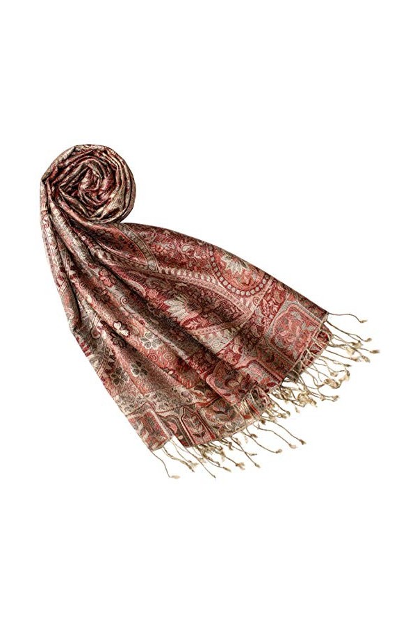 LORENZO CANA - Echarpe - Imprimé cachemire - Femme Marron Hellbraun Rosenholz 70 x 190 cm