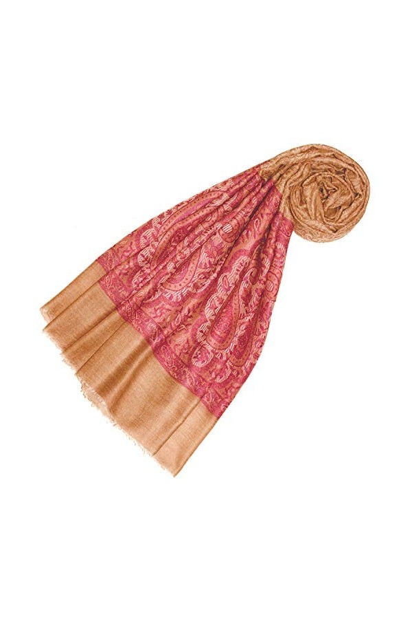 LORENZO CANA Echarpe de 100% Cachemire pour la femme – 70 x 200 cm, jacquard, motif paisley, avec bordure - souple et noble –