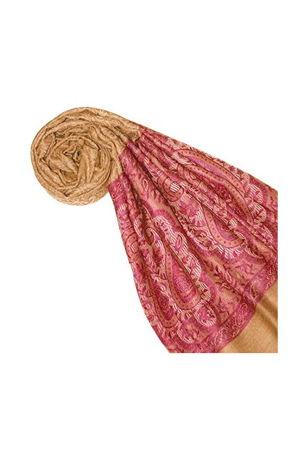 LORENZO CANA Echarpe de 100% Cachemire pour la femme – 70 x 200 cm, jacquard, motif paisley, avec bordure - souple et noble –