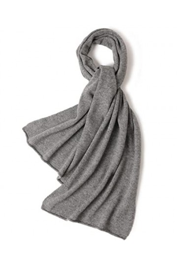 prettystern Laine de Yak et Laine dagneau Écharpe tricotée chaude et aérée Écharpe dhiver Étole pour homme femme Gris