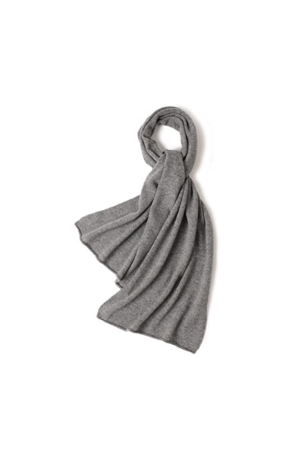 prettystern Laine de Yak et Laine dagneau Écharpe tricotée chaude et aérée Écharpe dhiver Étole pour homme femme Gris