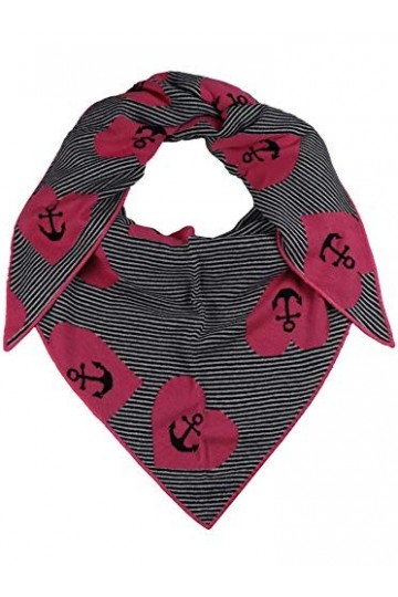 Zwillingsherz Foulard triangulaire en laine pour femme fille garçon enfant – Cashmere de haute qualité avec motif cœur ancre 