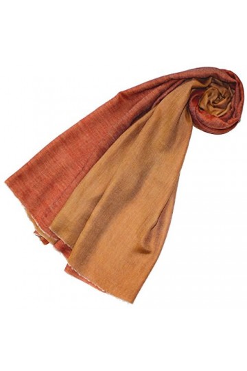 LORENZO CANA Echarpe de 100% Cachemire pour la femme – 70 x 200 cm, bicolore, double face - souple et noble – en rouge orange